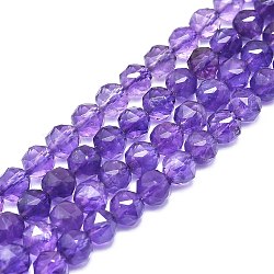 Natural Amethyst Beads Strands, Faceted, Round, 8mm, Hole: 1.2mm, about 46~48pcs/strand, 15.59 inch(39.6cm)(G-F715-003)