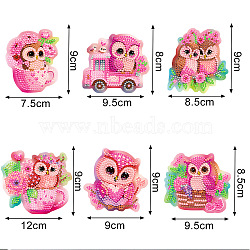 Magnetic Refrigerator Sticker Decorative Diamond Painting Kits, Owl, 80~90x60~120mm(PW-WG23632-02)