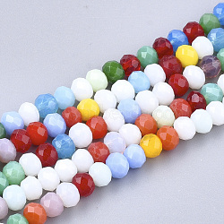 Glass Beads Strands, Faceted, Rondelle, Mixed Color, 4x3mm, Hole: 1mm, about 70~124pcs/strand, 9.64~16.73 inch(EGLA-T013-03C)