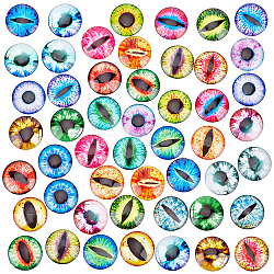 Elite 1 Bag Printed Glass Cabochons, Half Round/Dome with Eye Pattern, Mixed Color, 25x7mm, about 50pcs/bag(GGLA-PH0001-45C)