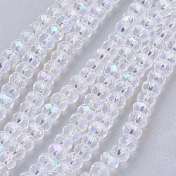 Electroplate Glass Bead Strands, AB Color, Faceted, Rondelle, Clear AB, 3x2mm, Hole: 0.5mm, about 140pcs/strand, 13 inch(X-EGLA-J047-3x2mm-AB03)