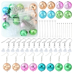 DIY Disco Ball Dangle Earring Making Kit, Including Acrylic Beads, Plastic Ear Nuts, Iron Earring Hooks, Mixed Color, 110Pcs/box(DIY-FS0004-02)