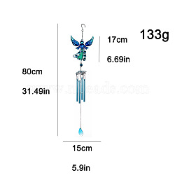 Iron Angel Pendant Decorations, Tube Tassel Wind Chime for Garden Outdoor Courtyard Balcony Hanging Decoration, Blue, 800x150mm(PW-WG27BA0-04)