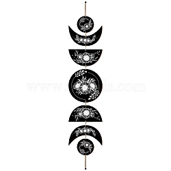 Moon Phase Wood Hanging Wall Decorations, with Cotton Thread Tassels, for Home Wall Decorations, Flower, 790mm(HJEW-WH0054-003)