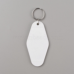 Plastic Blank Motel Keychain, Sublimation Key Chain, with Iron Key Rings, Rhombus, White, 11.5cm(KEYC-WH0034-35G)