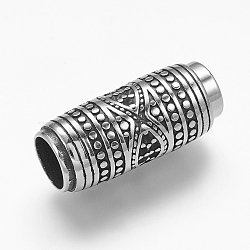 304 Stainless Steel Magnetic Clasps, Column, Antique Silver, 29x13mm, Hole: 8mm(STAS-E136-32)