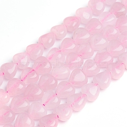 Natural Rose Quartz Beads Strands, Heart, 7.2~9x8.3~8.7x5.2~5.4mm, Hole: 1mm, about 49~50pcs/strand, 15.35 inch(39cm)(G-E560-N01)