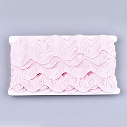 Polyester Ribbons, Wave Shape, Pink, 38~40mm, 10yard/card(SRIB-S050-E07)