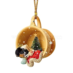 Acrylic Dog Pendant Decorations, for Christmas Tree Home Hanging Ornament, Gold, 80mm(PW-WG90420-03)