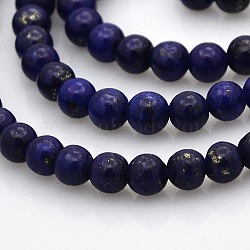 Dyed Natural Lapis Lazuli Round Beads Strands, 4mm, Hole: 1mm, about 101pcs/strand, 15.7 inch(G-N0120-01-4mm)