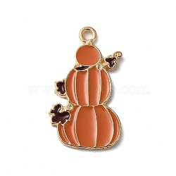 Thanksgiving Day Golden Tone Alloy Enamel Pendants, Pumpkin, 27x15x1.5mm, Hole: 1.8mm(ENAM-M002-02P-G)