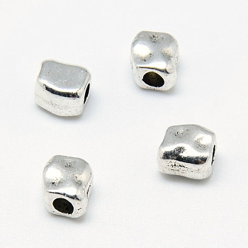 Tibetan Style Alloy Spacer Beads, Cuboid, Lead Free & Cadmium Free, Antique Silver, 5x4.5x3.5mm, Hole: 1.5mm, about 2152pcs/690g