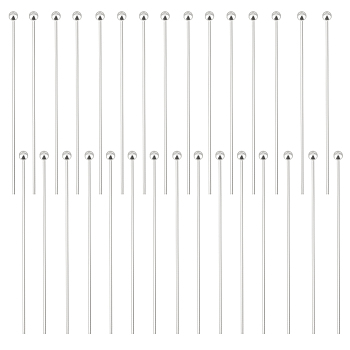 30Pcs 925 Sterling Silver Ball Head Pins, Silver, 35x0.5mm(24 Gauge), Ball: 1.8mm