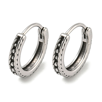 316 Surgical Stainless Steel Hoop Earrings, Ring, Antique Silver, 14x3mm