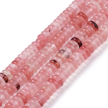 Cherry Quartz Glass  Beads Strands, Rondelle, 6~6.5x2~2.5mm, Hole: 1mm, about 181~191pcs/strand, 15.16~15.35''(38.5~39.1cm)