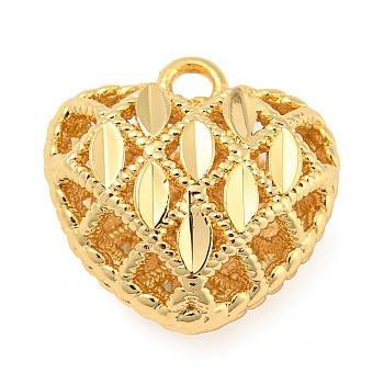 Rack Plating Brass Pendants, Cadmium Free & Lead Free, 
Long-Lasting Plated, Heart, Real 18K Gold Plated, 16x16x10mm, Hole: 2mm