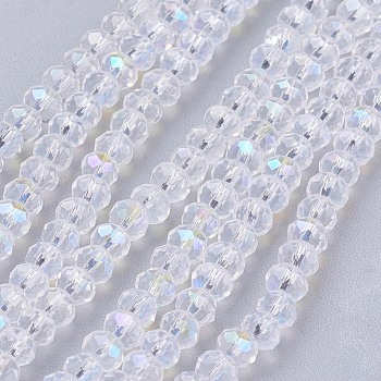 Electroplate Glass Bead Strands, AB Color, Faceted, Rondelle, Clear AB, 3x2mm, Hole: 0.5mm, about 140pcs/strand, 13 inch