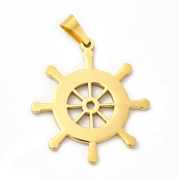 Ion Plating(IP) 304 Stainless Steel Pendants, Helm Charm, Golden, 39x35x2mm, Hole: 9x4mm