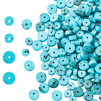 2 Strands 2 Styles Natural Howlite Beads Strands, Heishi Beads, Dyed & Heated, Flat Round/Disc, Turquoise, 6~8x3mm, Hole: 0.8~1mm, 1 strand/style