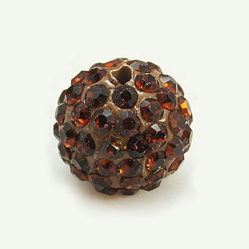 Polymer Clay Rhinestone Beads, Pave Disco Ball Beads, Grade A, Round, PP15, Coffee, 10mm, Hole: 1.8~2mm