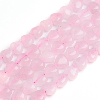 Natural Rose Quartz Beads Strands, Heart, 7.2~9x8.3~8.7x5.2~5.4mm, Hole: 1mm, about 49~50pcs/strand, 15.35 inch(39cm)