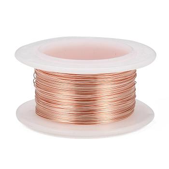 Round Copper Jewelry Wire, Lead Free & Cadmium Free & Nickel Free, Long-Lasting Plated, with Spool, Rose Gold, 26 Gauge, 0.4mm, about 32.8 Feet(10m)/roll