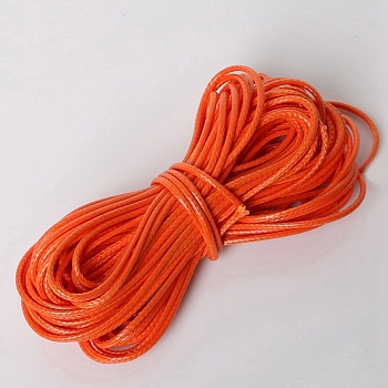 Waxed Polyester Cord, Round, Orange Red, 1.5mm, 10m/bundle