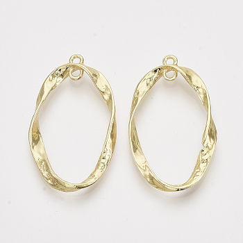 Alloy  2-Loop Link Pendants, Oval, Light Gold, 39x23x3mm, Hole: 1.8mm