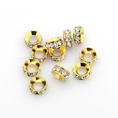 7mm Rondelle Brass + Rhinestone Spacer Beads