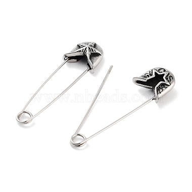 star 316 boucles d'oreilles créoles à épingle de sûreté en acier inoxydable chirurgical pour femmes(EJEW-Z050-31B-AS)-2