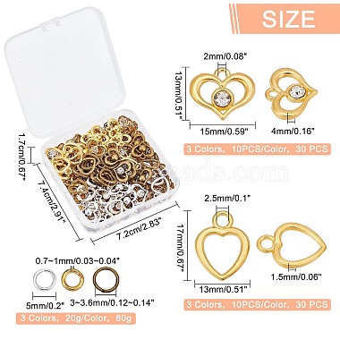 SUPERFINDINGS 60Pcs 6 Style Heart Alloy Pendants(FIND-FH0003-46)-4