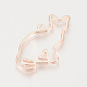 Alloy Kitten Open Back Bezel Pendants(PALLOY-R098-16RG)-2