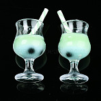Plastic Goblet Pendants, Imitaion Bubble Milk Tea Charms, with Epoxy Resin and Polymer Clay inside, Two Tone, Green Yellow, 31~39x16mm, Hole: 1.8mm(CRES-S359-21D)