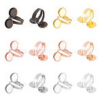 DIY Blank Dome Finger Ring Making Kit, Including Brass Cuff Finger Rings Components with Double Flat Round Settings, Glass Cabochons, Mixed Color, Inner Diameter: 19.8mm, 48Pcs/box(DIY-UN0004-12A)