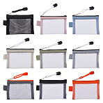 9Pcs 9 Color Nylon Mesh Pen Bag, with Iron Zipper, Rectangle, Mixed Color, 79x108x10mm, 1pc/color(AJEW-DC0001-20)
