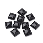 Natural White Jade Cabochons, Dyed, Square, Black, 10x10x5mm(X-G-Q975-10x10-11)