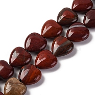 Natural Red Rainbow Jasper Beads Strands, Heart, 14~14.5x13.5~14x6~6.5mm, Hole: 1mm, about 28pcs/strand, 15.16''(38.5cm)(G-I372-A06-02)