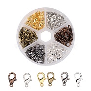 1 Box 120PCS 6 Colors Zinc Alloy Lobster Claw Clasps, Nickel Free, Mixed Color, 12x7mm, Hole: 1.2mm, about 20pcs/compartment(PALLOY-X0007-NF-B)
