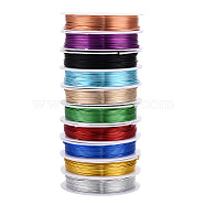 Round Anodized Aluminum Wire, Bendable Metal Craft Wire for Jewelry Making DIY Crafts, Mixed Color, 20 Gauge, 0.8mm, 5m/roll(16.4 Feet/roll), 10 rolls/group(AW-R007-0.8mm-M)