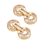 Brass Pave Clear Cubic Zirconia Fold Over Clasps, Flat Round, Golden, 23mm, Ring: 10x10.5x3.5mm, Inner Diameter: 4mm, Clasp: 11x3x5mm(FIND-WH0156-22G)