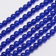 Natural & Dyed Malaysia Jade Bead Strands, Round, Midnight Blue, 4mm, Hole: 0.8mm, about 92pcs/strand, 15 inch(G-A146-4mm-A22)