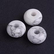 Natural Howlite European Beads, Large Hole Beads, Rondelle, 14x8mm, Hole: 4mm(G-K216-02H)