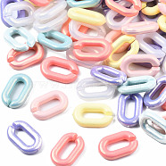 Spray Painted Acrylic Linking Rings, Rubberized Style, Quick Link Connectors, for Cable Chains Making, Faceted, Oval, Mixed Color, 15x9x3mm, Inner Diameter: 8x3mm, about 2100pcs/500g(MACR-S280-05)