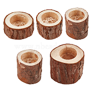 OLYCRAFT 5Pcs 5 Styles Natural Wood Candle Holders, for Rustic Wedding Party Birthday Holiday Decoration, Column, 1pc/style(AJEW-OC0002-07)