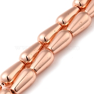 Electroplated Synthetic Magnetic Hematite Beads Strands, Teardrop, Rose Gold Plated, 15x9mm, Hole: 1.2mm, about 25pcs/strand, 15.75''(40cm)(G-Q1009-F01-01RG)