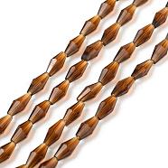 Transparent Glass Beads, Faceted, Bicone, Saddle Brown, 8x4mm, Hole: 0.8mm, about 70pcs/Strand, 22.99''(58.4cm)(GLAA-P001-01A-06)