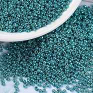 MIYUKI Round Rocailles Beads, Japanese Seed Beads, 15/0, (RR1075) Duracoat Galvanized Dark Sea Foam, 1.5mm, Hole: 0.7mm, about 5555pcs/10g(X-SEED-G009-RR1075)