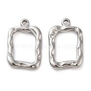 304 Stainless Steel Pendants, Rectangle Charm, Stainless Steel Color, 21x13.5x3mm, Hole: 1.6mm(STAS-L022-370P)