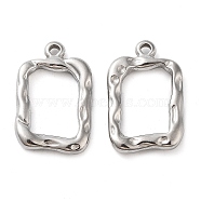 Non-Tarnish 304 Stainless Steel Pendants, Rectangle Charm, Stainless Steel Color, 21x13.5x3mm, Hole: 1.6mm(STAS-L022-370P)