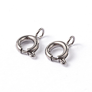 304 Stainless Steel Smooth Surface Spring Ring Clasps, Stainless Steel Color, 9x6x1.8mm, Hole: 1.5mm(STAS-D149-02)